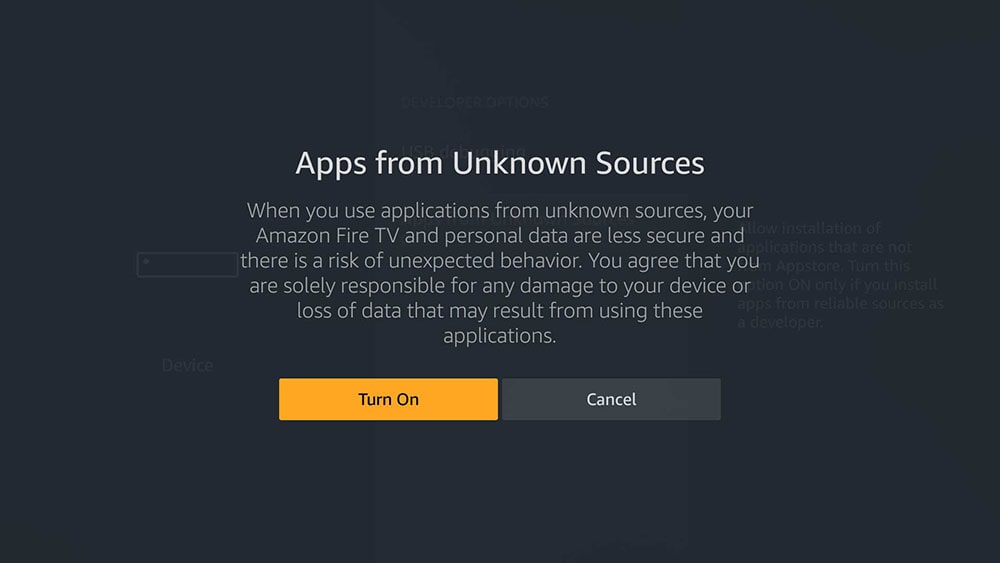 Firestick Turn on Apps from unkown sources