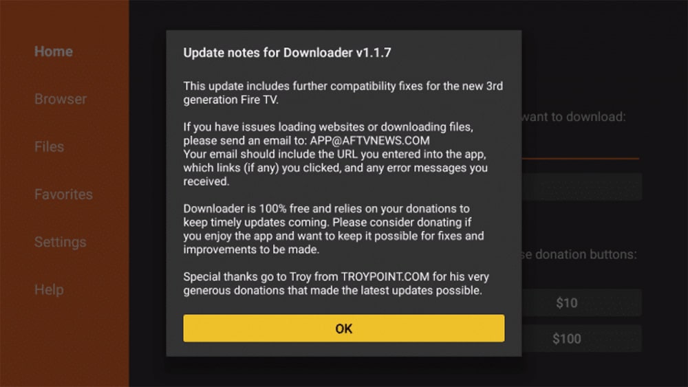 Update notes for Downloader app