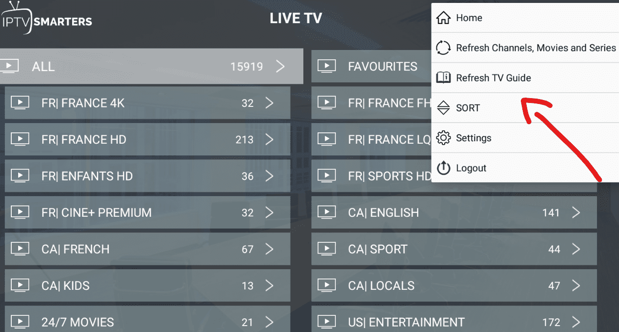 Refresh the channel list IPTV Smarters Pro
